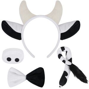 9793 Cow Costume Set With Ears Headband, Tail, Nose, Bowtie